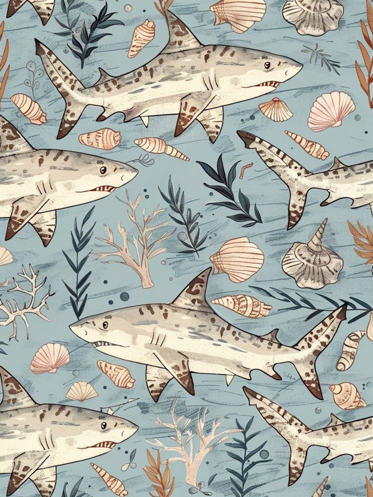 Pastel Blue Port Jackson Shark Illustration