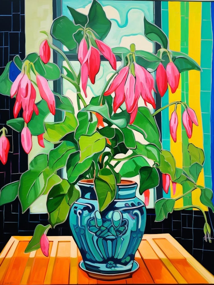 Flowers In A Vase Still Life Painting Fuchsia 3