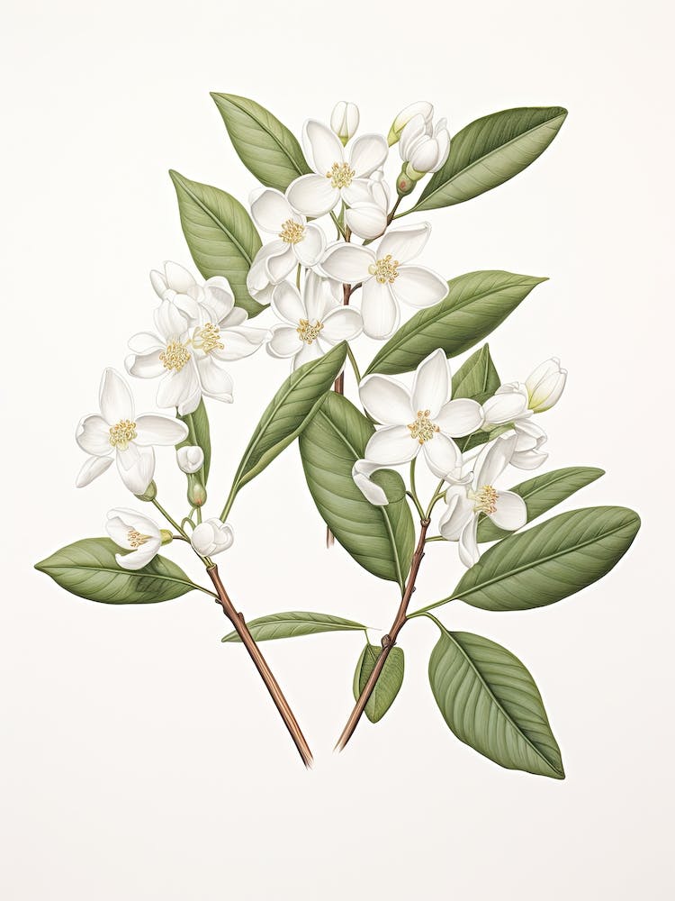 Jasmine Flower Vintage Botanical 0