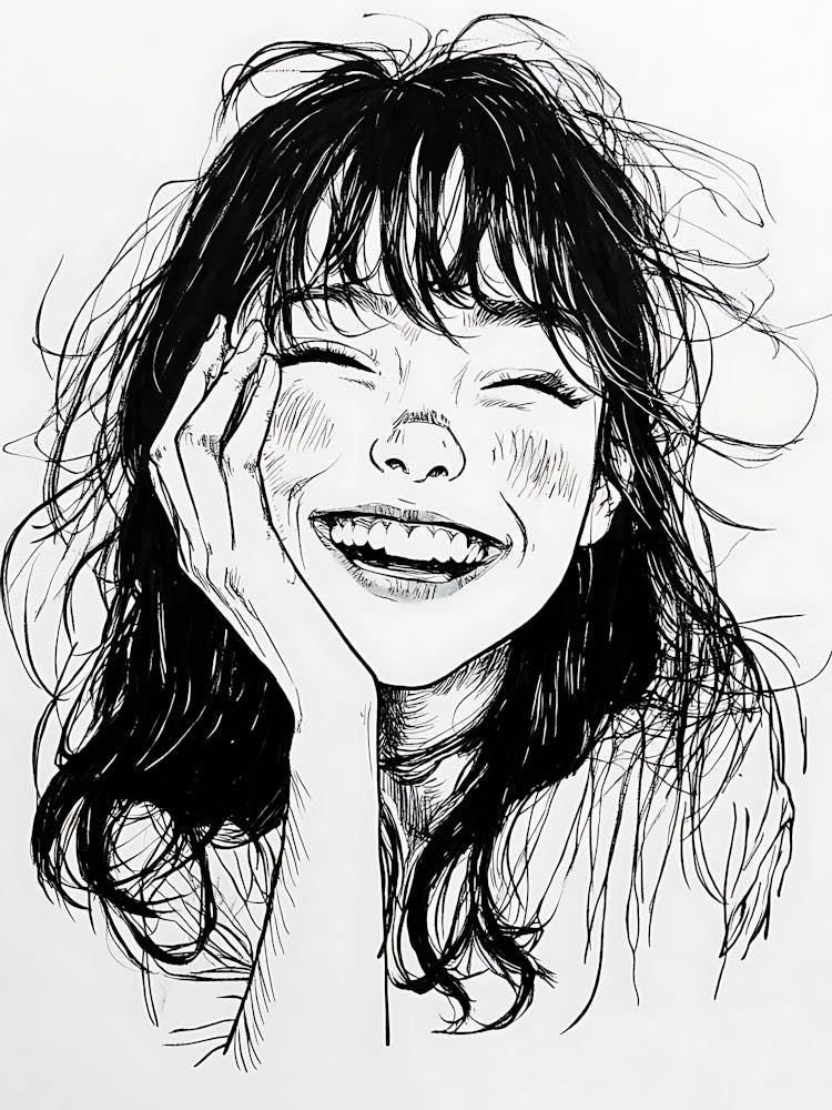 Drawing Of A Girl Laughing