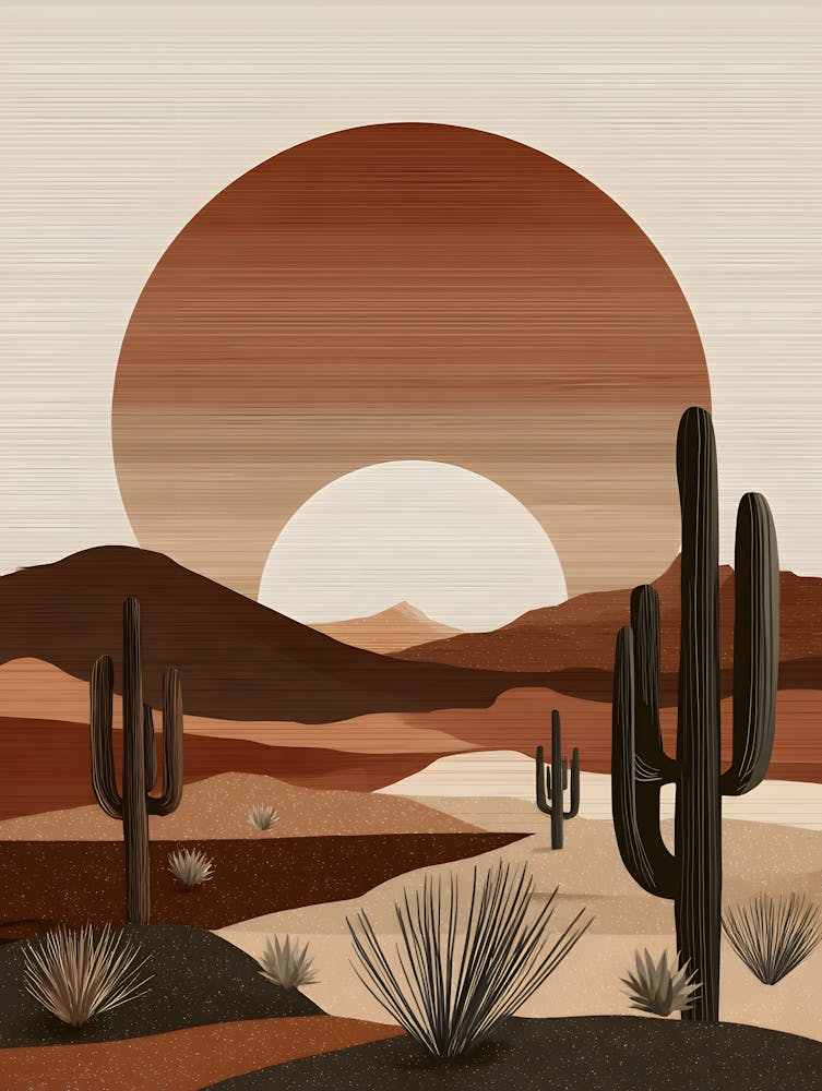 Paysage désertique minimaliste Coucher de soleil 17