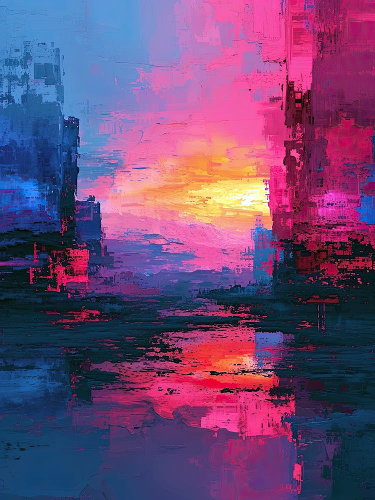 Abstract Sunset | Pixel Minimalism Art Series 1