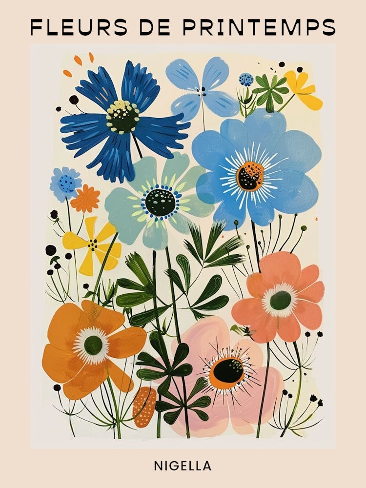 Spring Floral French Poster  Nigella 3