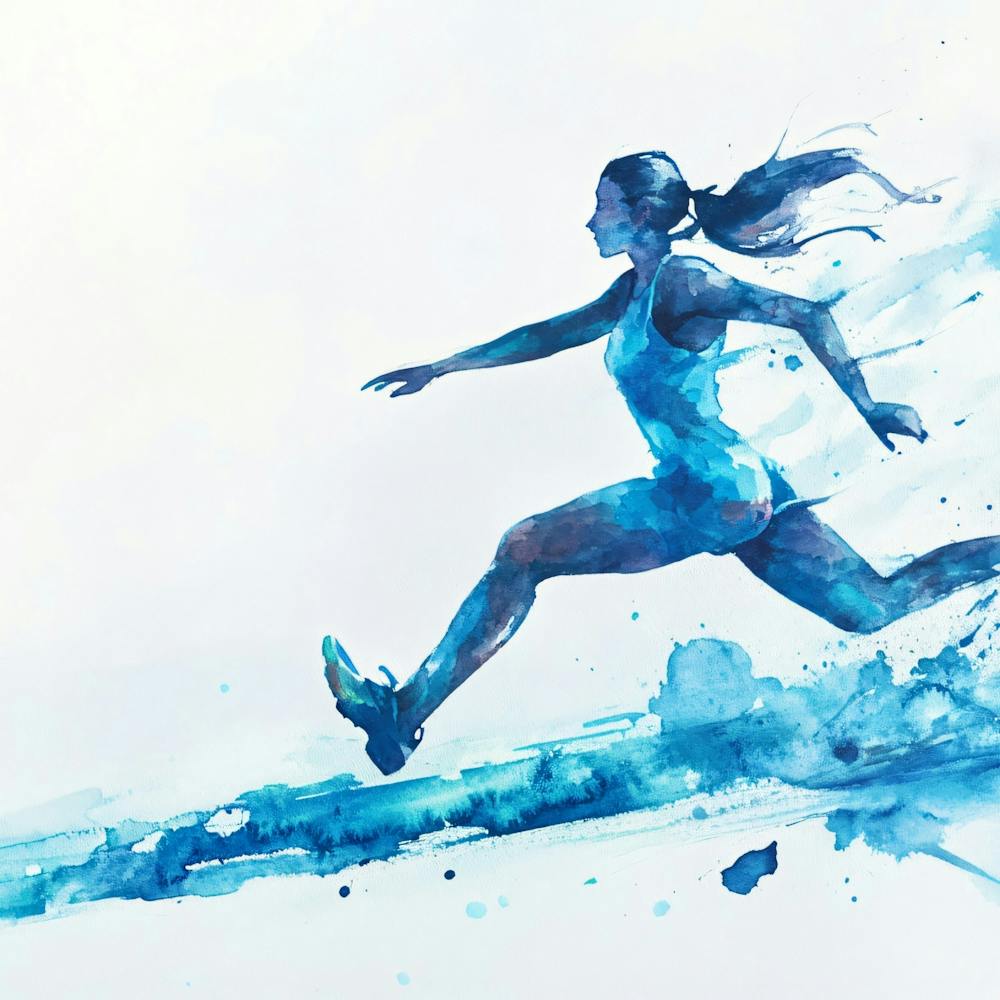 Watercolor Of A Woman Running
