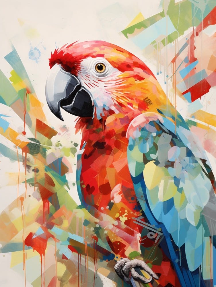 Bird Painting Collage Parrot 2