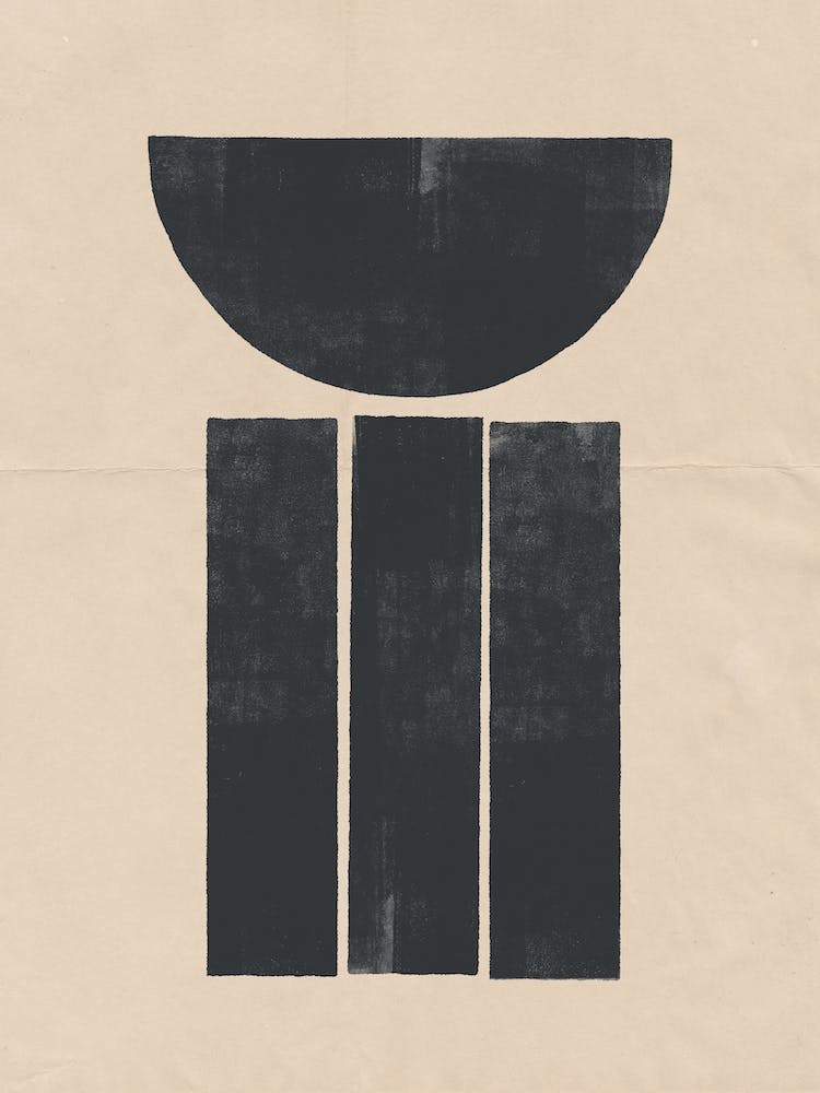 Minimal Abstrait Estampe Lune Soleil Ciel Eau 04