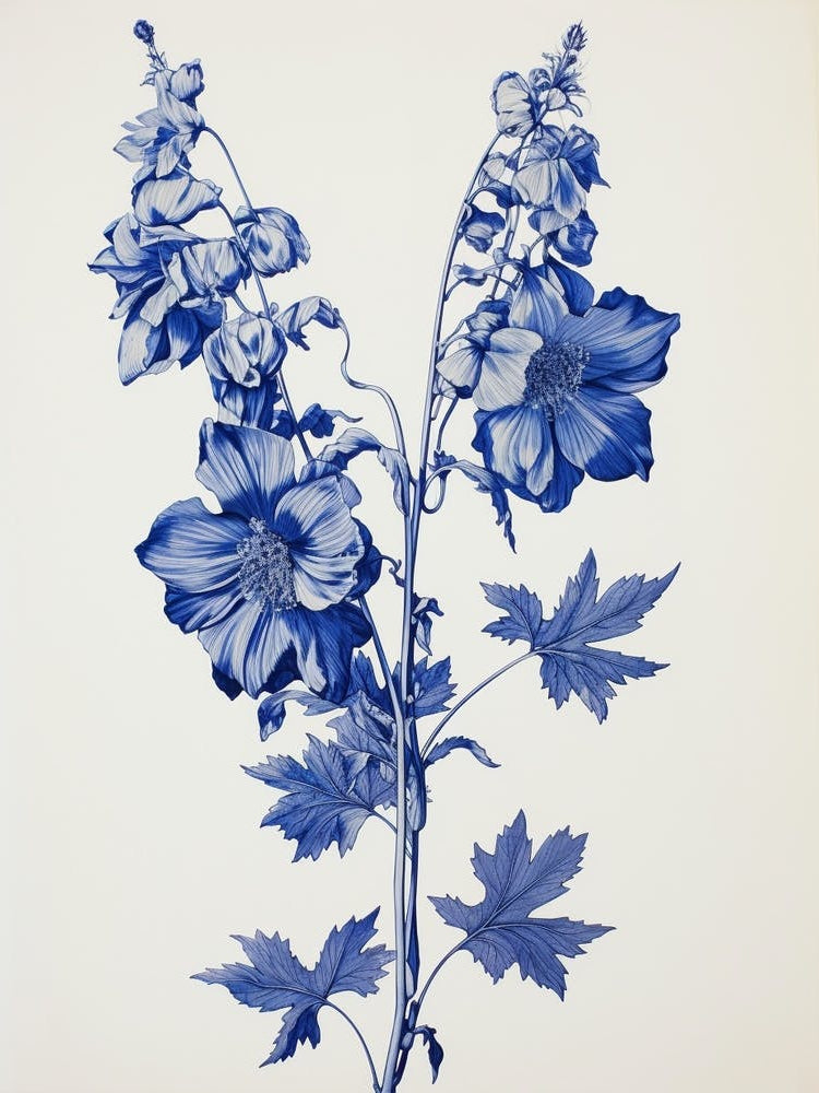 Blue Botanical Delphinium 2