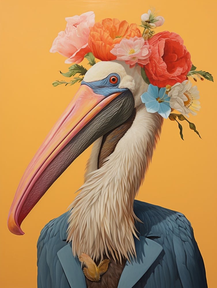 Bird With A Flower Crown Brown Pelican 1