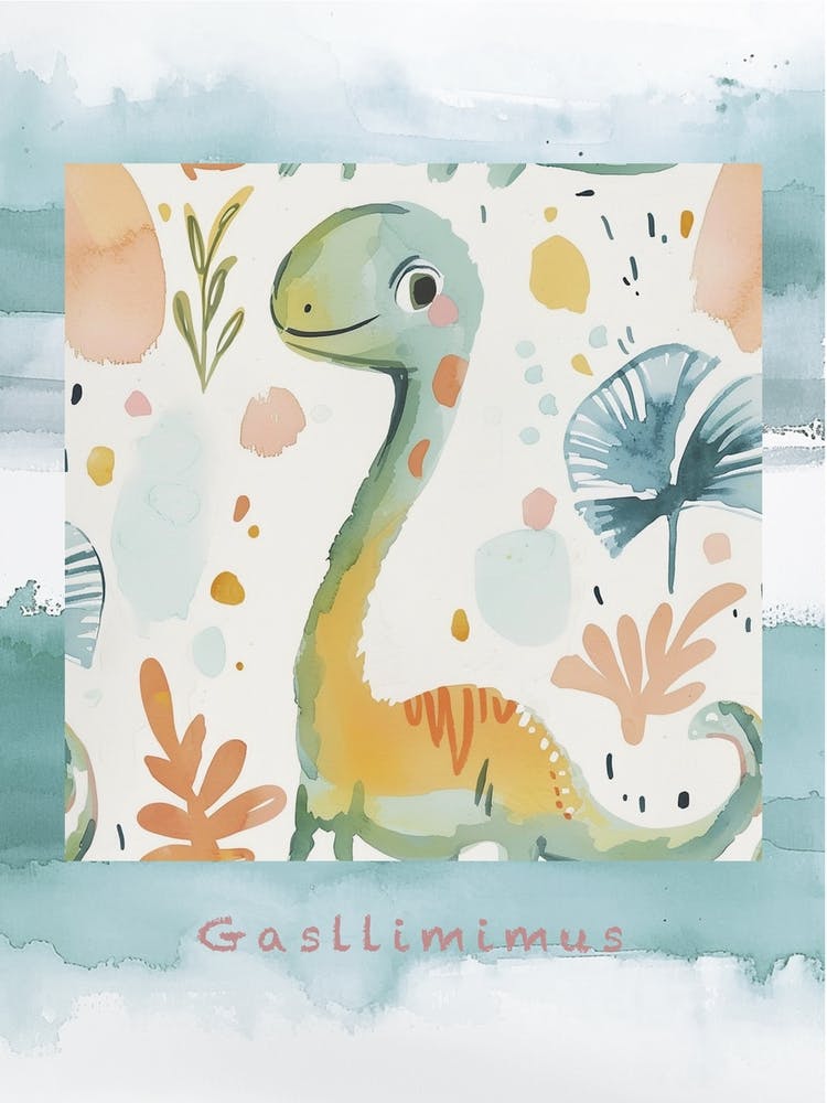 Cute Muted Pastel Gallimimus Dinosaur 1 Poster