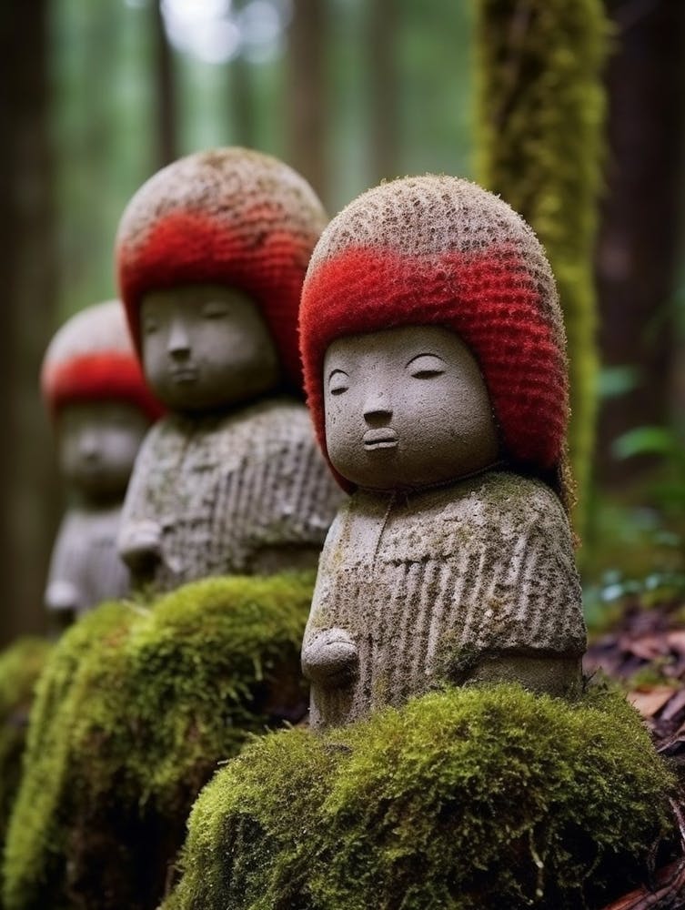 Jizo Statues Japanese Style Illustration 5