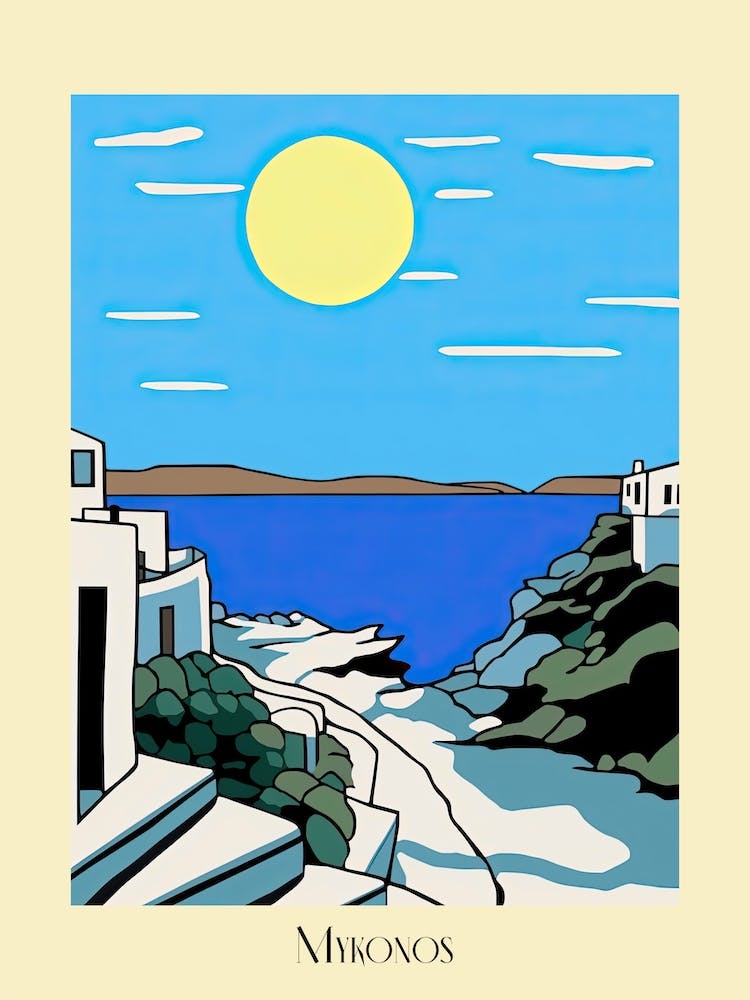 Poster Of Minimal Design Style Of Mykonos, Greece 4
