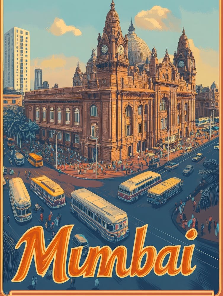 Aihrgdesign A Retro Travel Poster For Mumbai 2