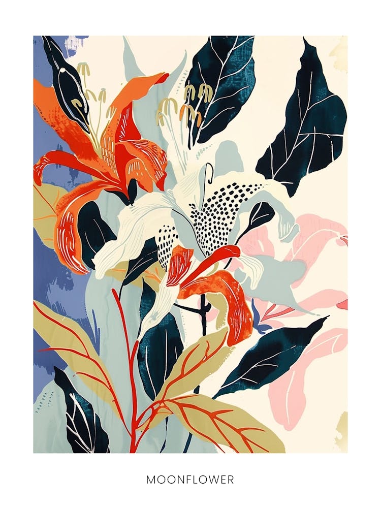 Colourful Flower Illustration Poster Moonflower 4