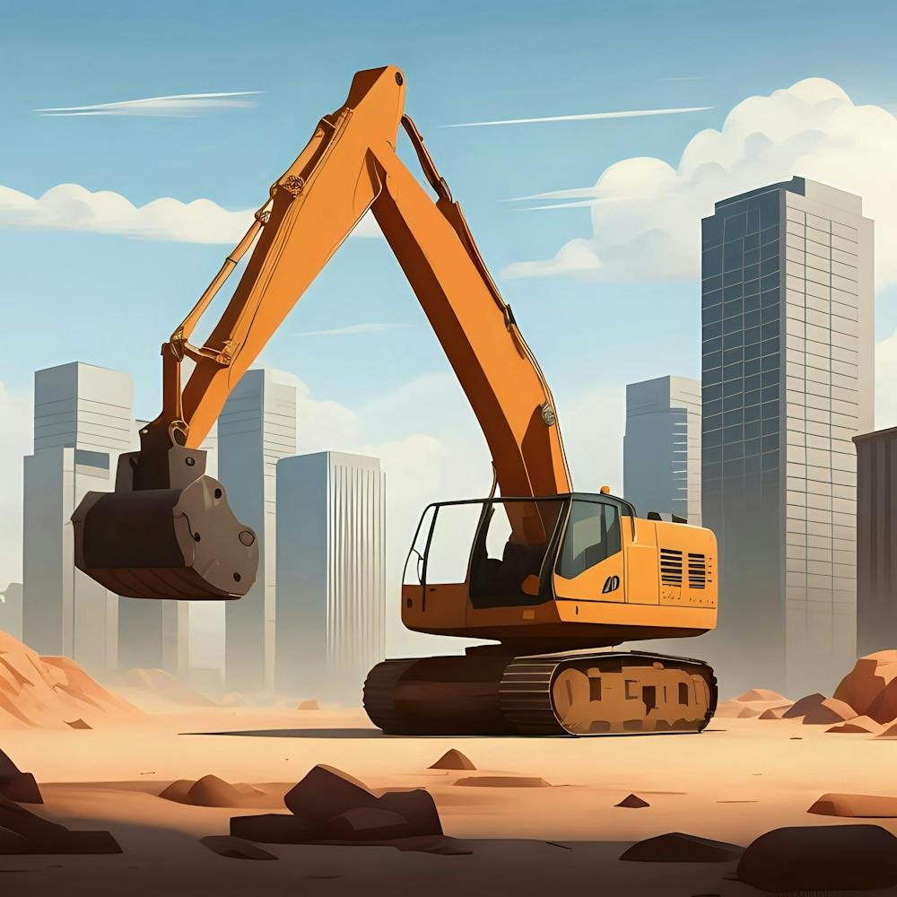 Baustelle Bauarbeiten Bauindustrie Planierraupe Maschine Fahrzeug Grundstück Immobilien Struktur Cartoon
