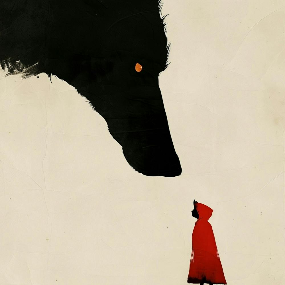 Wolf And Red Hooded Girl