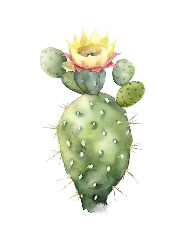 Lemon Ball Cactus Watercolour Drawing 2