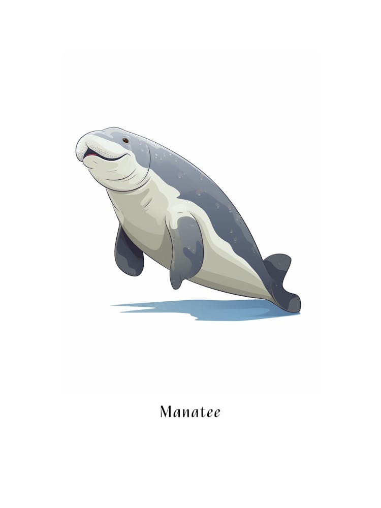 Manatee Kids Animal Poster