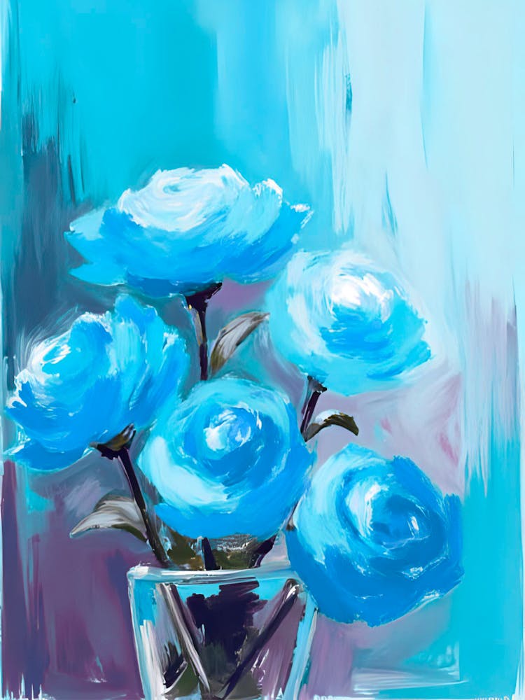 Blue Roses In A Vase 1
