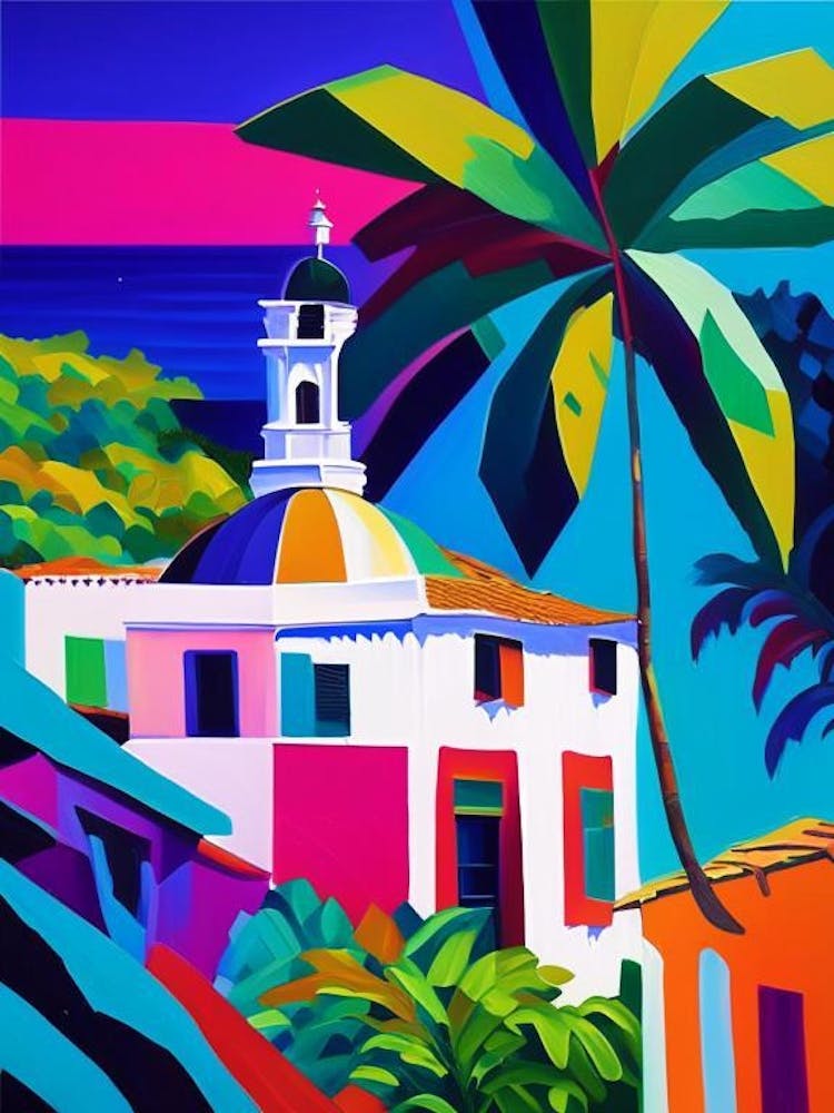 Puerto Rico Colourful Painting Tropical Destination