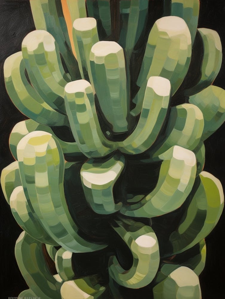 Modern Abstract Cactus Painting Cylindropuntia Kleiniae Cactus 1
