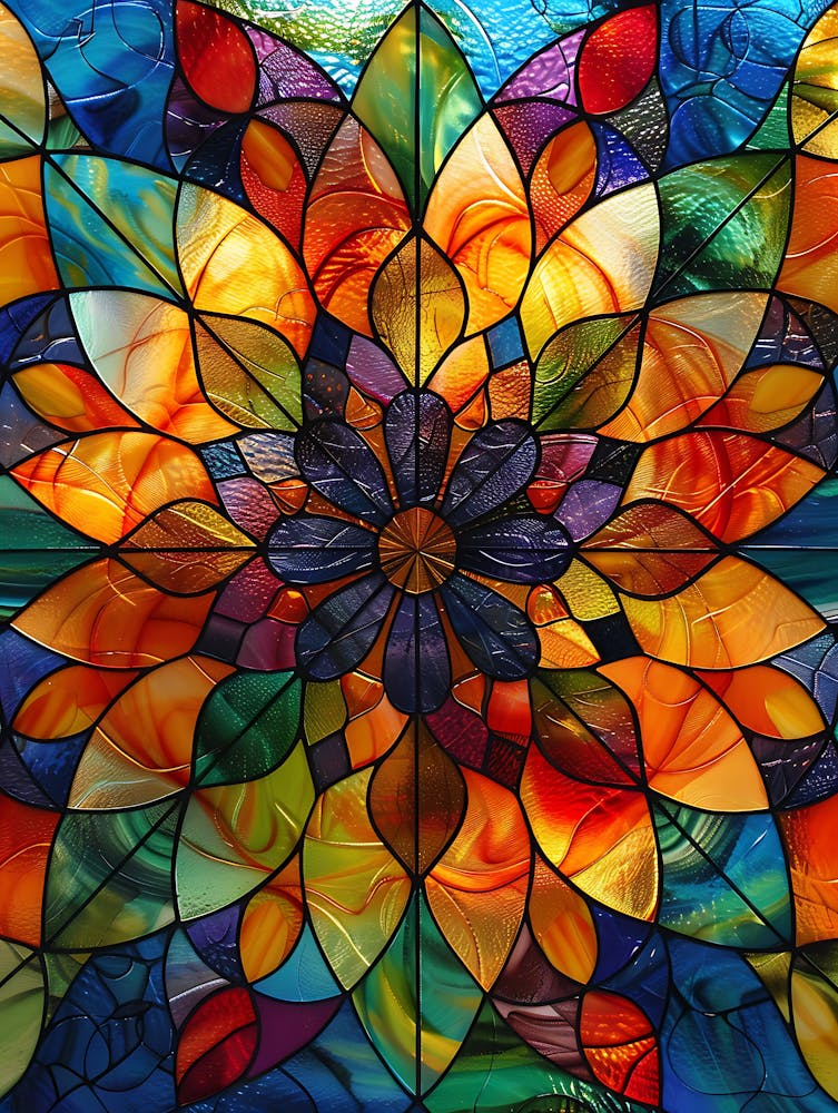 Colorful Stained Glass Flowers 24