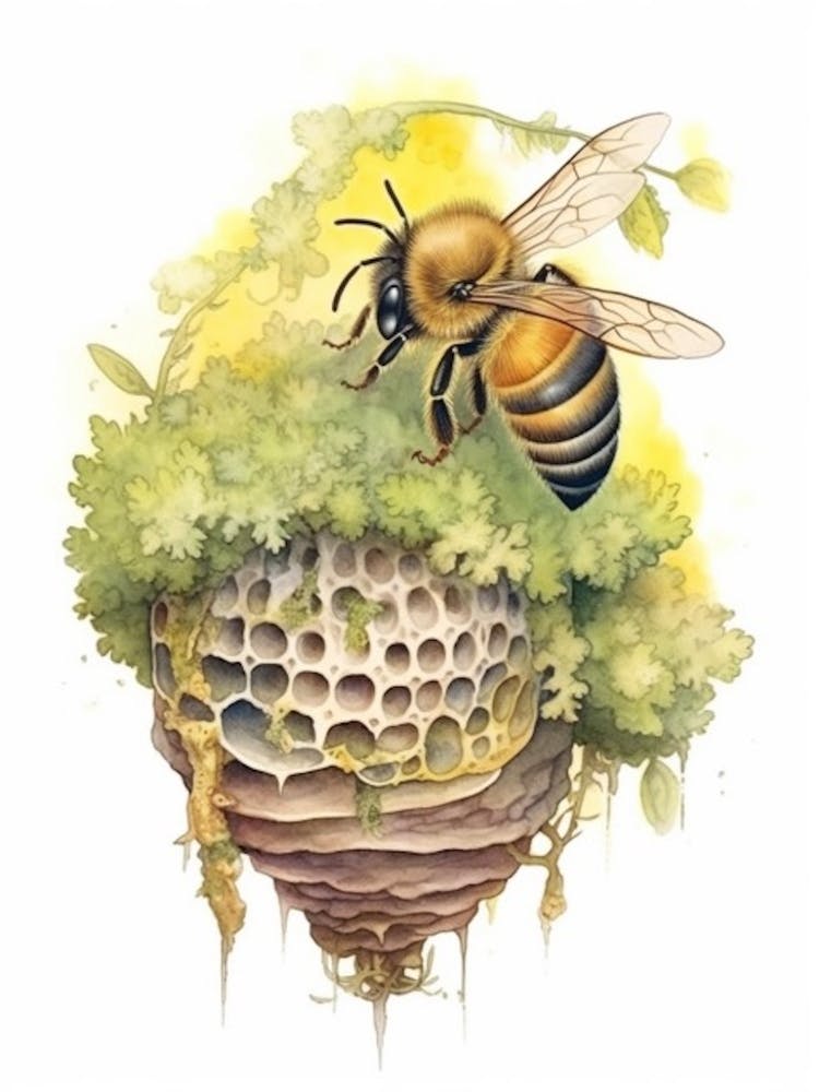 Mason Beehive Watercolour Illustration 4