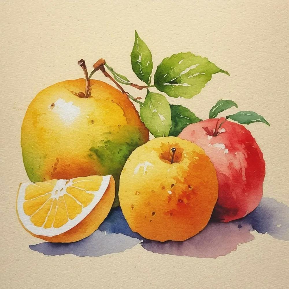 Watercolor Of Apples And Oranges
