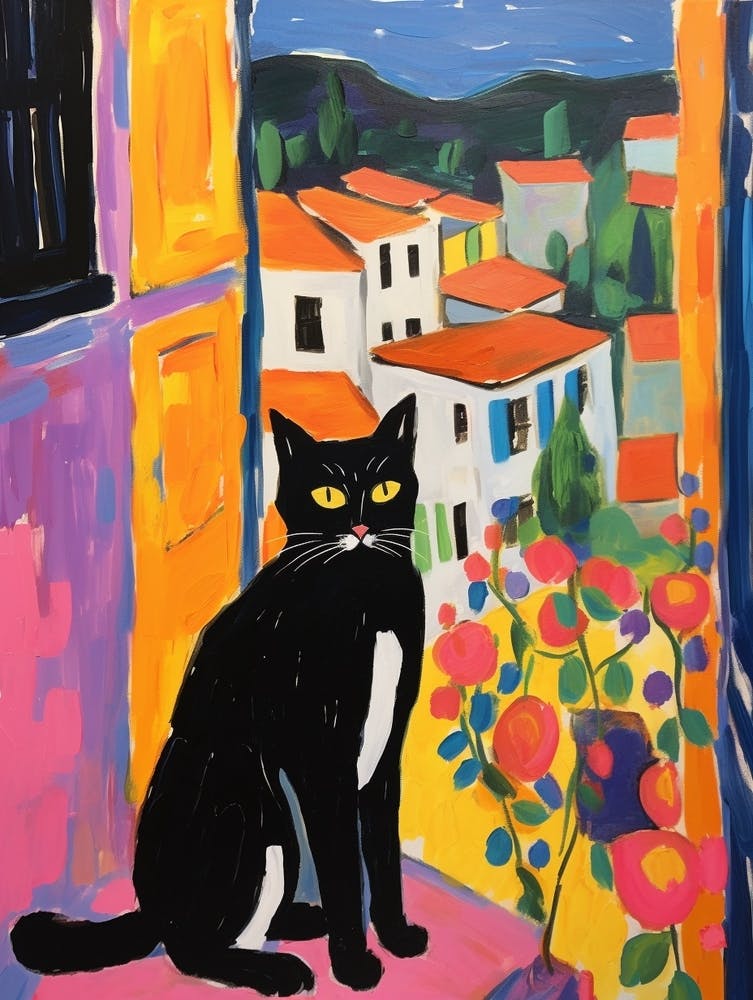 Painting Of A Cat In Montepulciano Italy 2