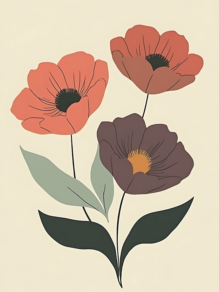 Muted Color Botanical Illustrations | Chic & Minimalist Floral Prints