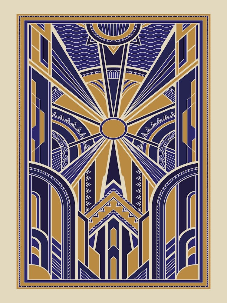 Art Deco Pattern 1 Blue and Gold