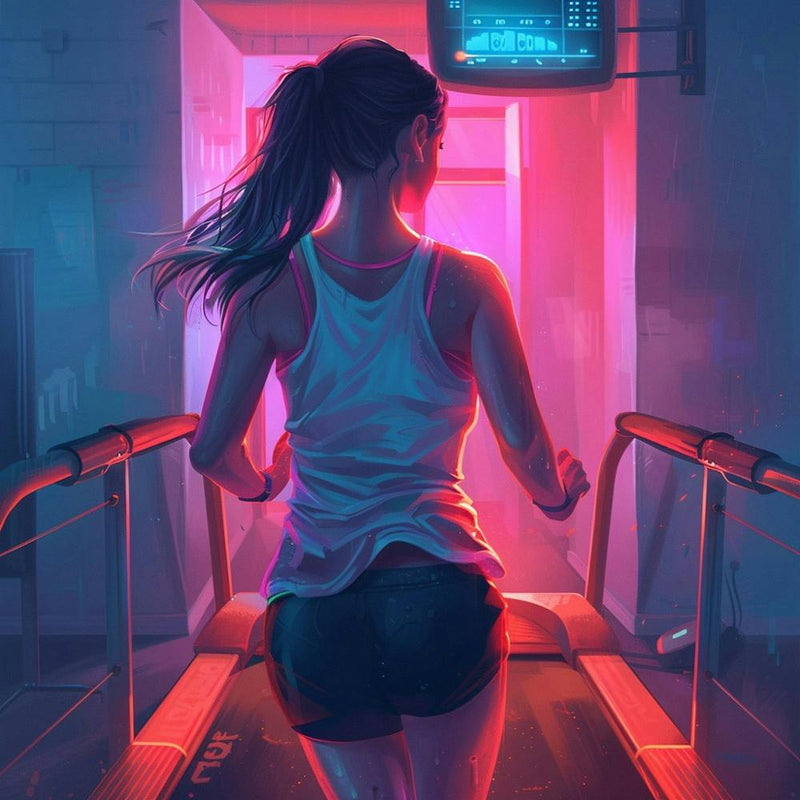 Girl Running On Treadmill