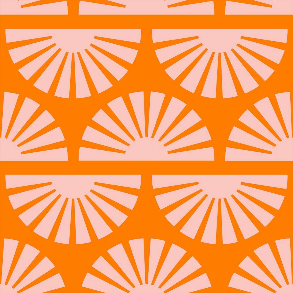 Geometric Pattern Pink And Orange Sunrise Square