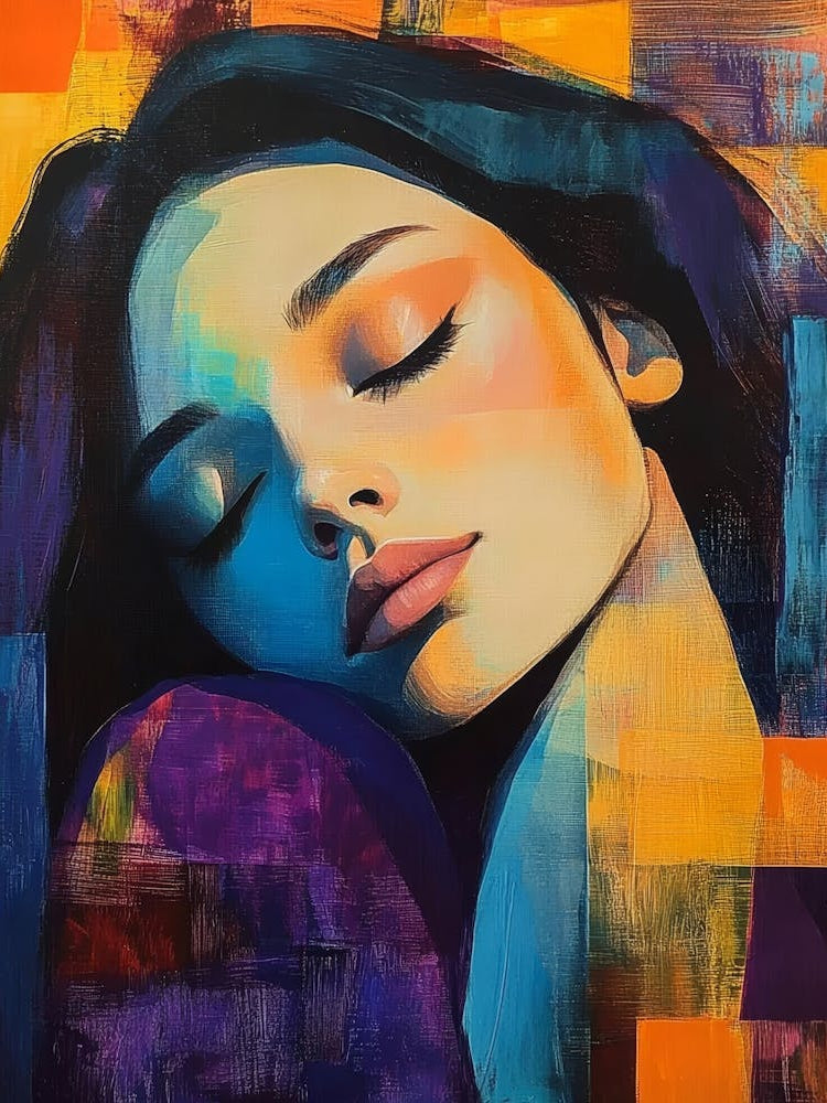 Ai Of An Abstract Painting Of A Sad Woman In A Peaceful Slumber