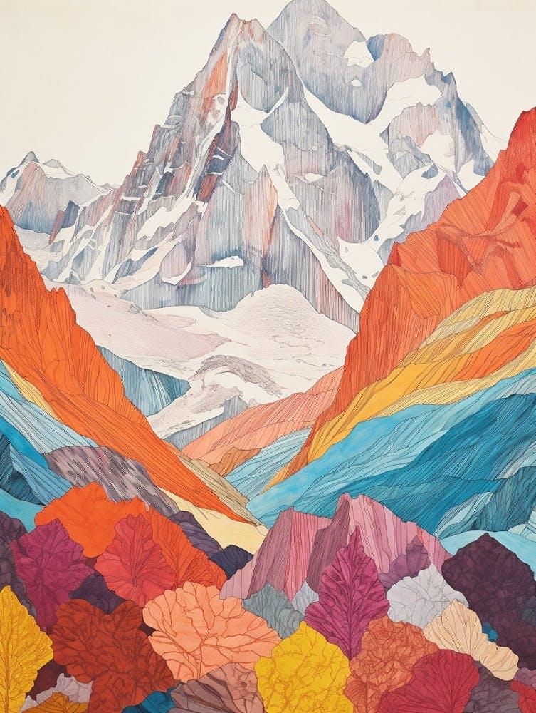 Nanga Parbat Pakistan 3 Colourful Mountain Illustration