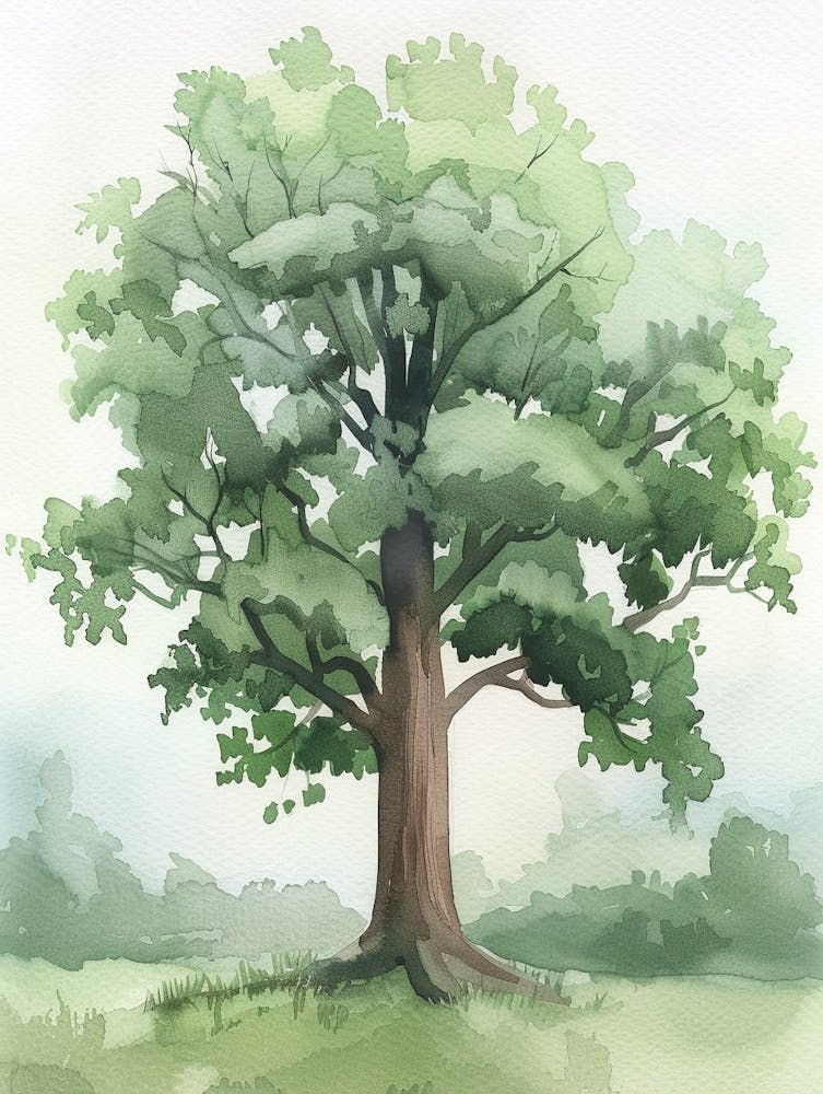 Mahogany Tree Atmospheric Watercolour Painting 8