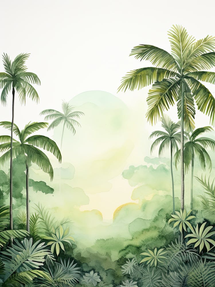 Watercolour Painting Of Daintree Rainforest   Queensland Australia 3