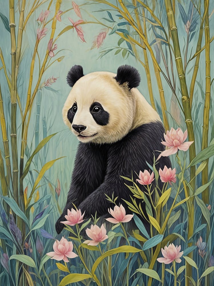 Floral Bamboo Panda