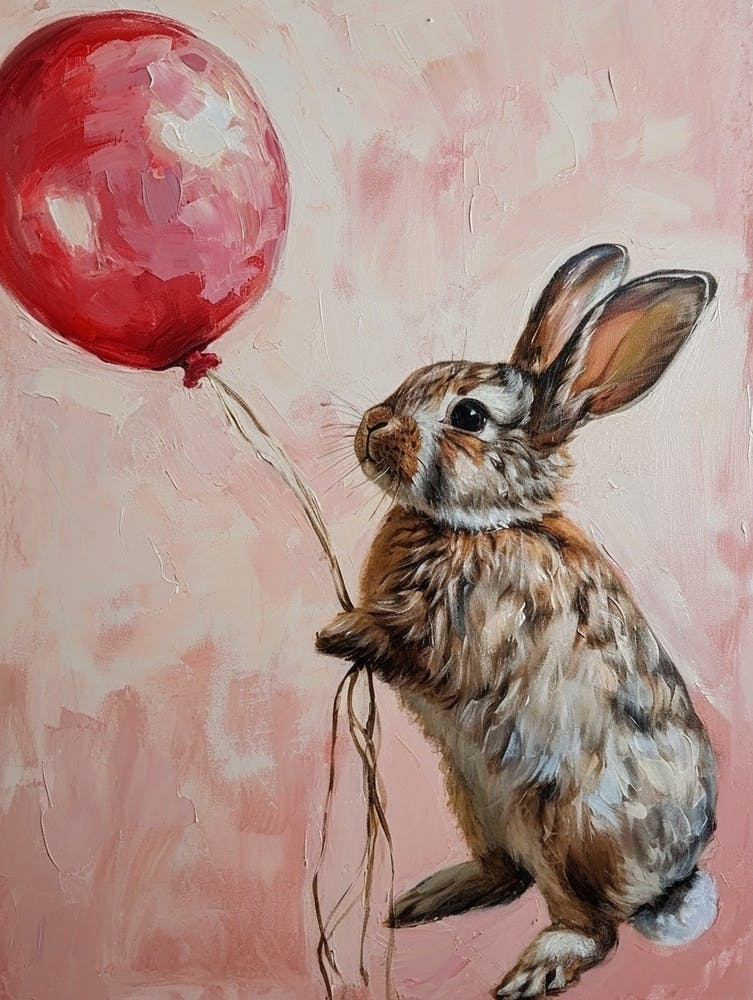 Cute Rabbit 5 With Balloon