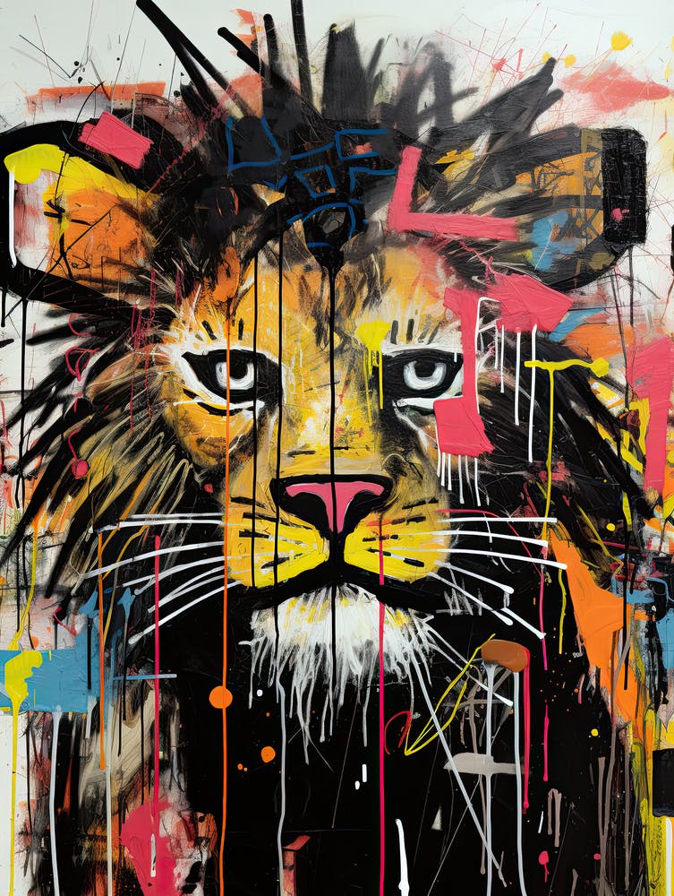 Lion in Basquiat style