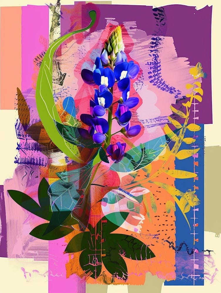 Bluebonnet 2 Neon Flower Collage