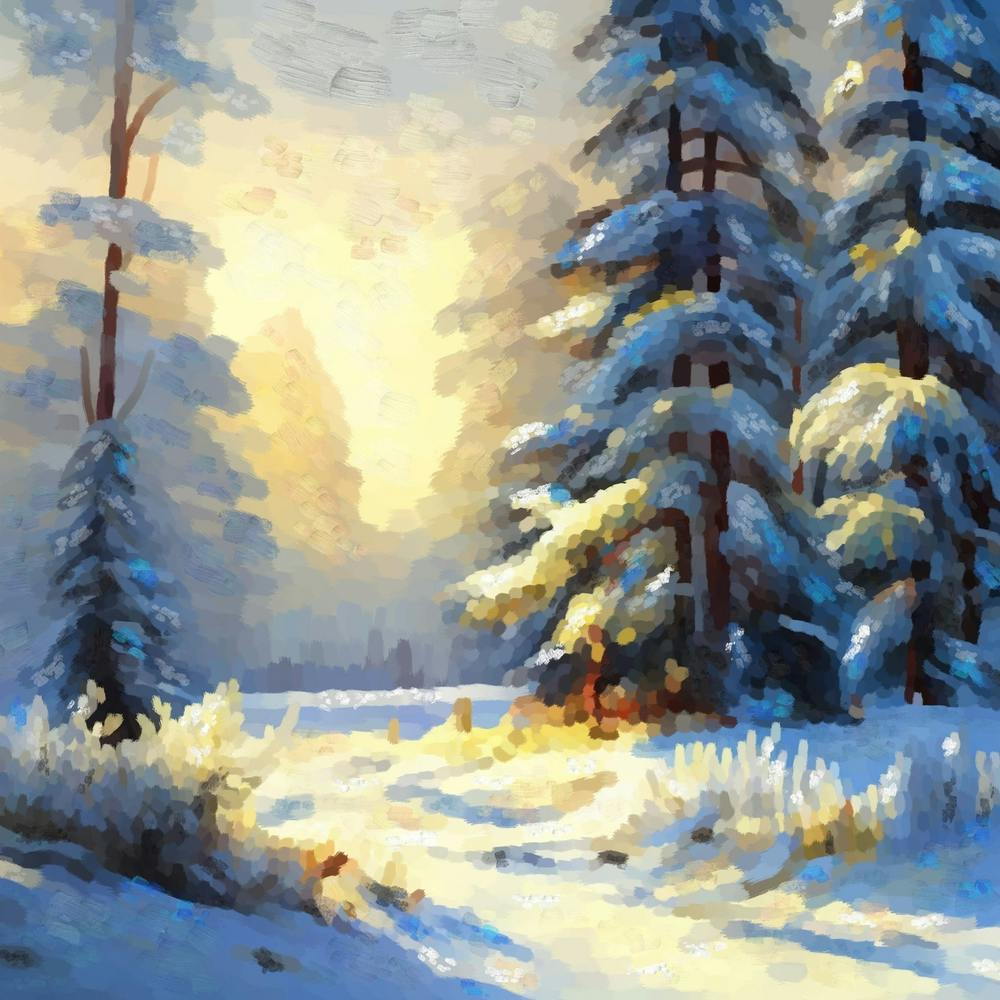 Early morning in the winter forest