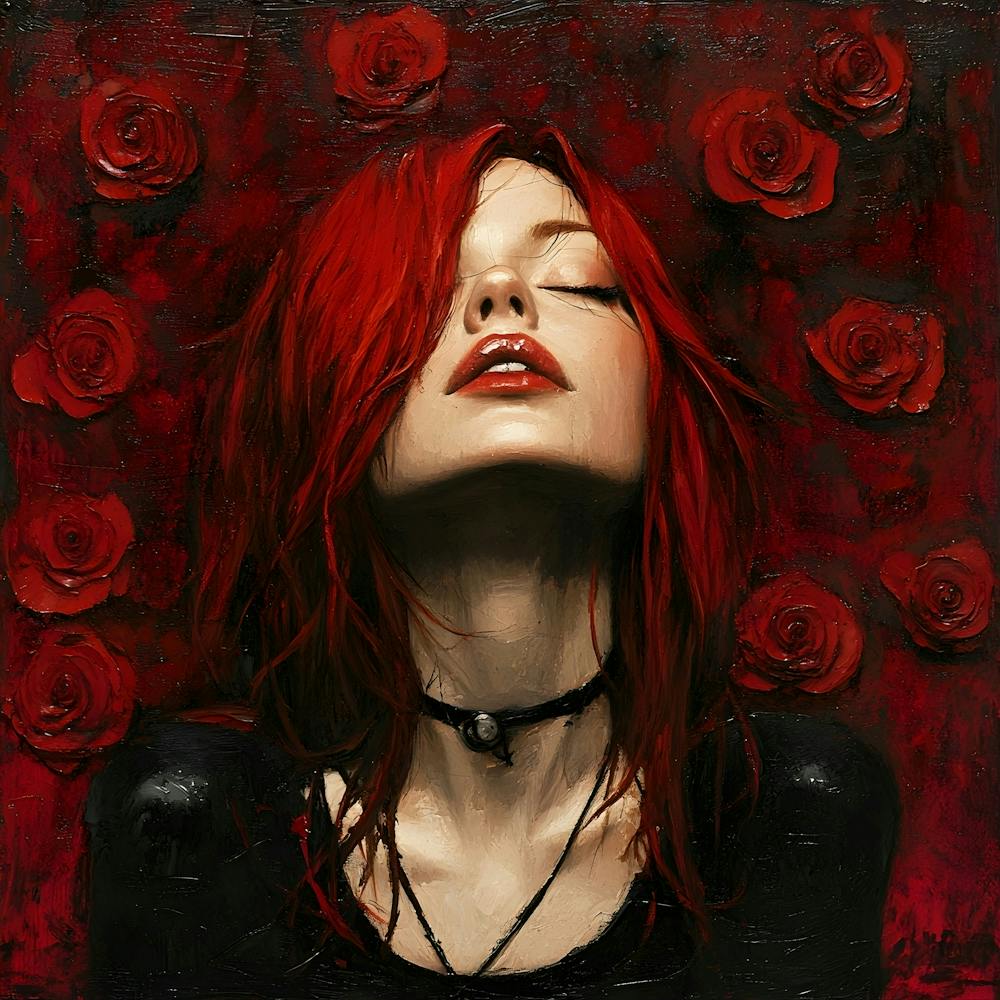 Punk Red Head With Roses 2