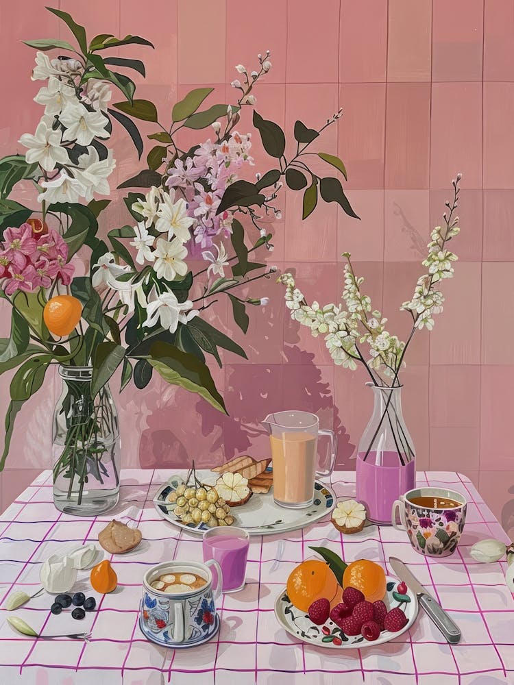 Pink Breakfast Food English Breakfast 1