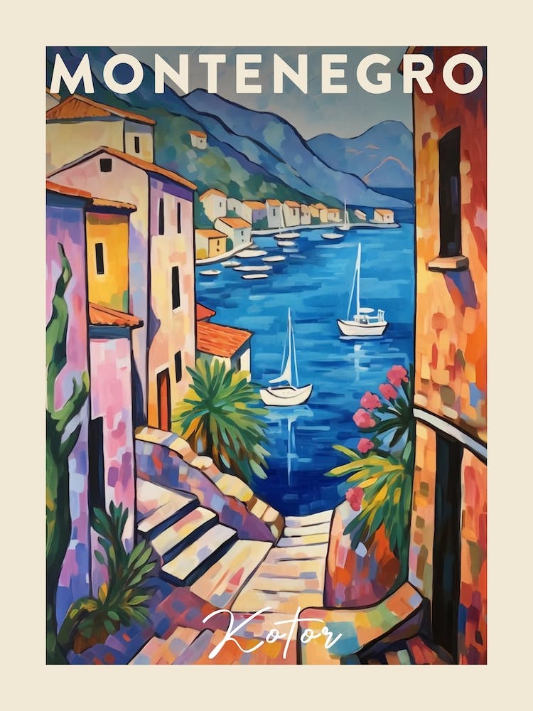 Kotor Montenegro 2 Fauvist Painting  Travel Poster