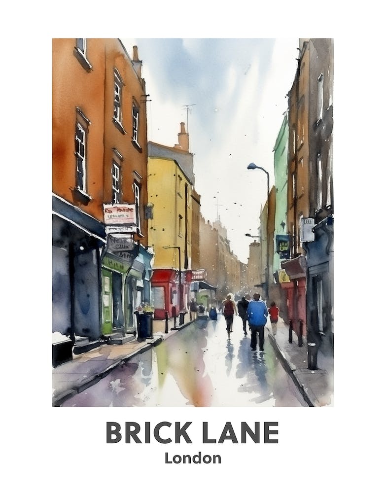 Brick Lane, London 1 Aquarell-Reiseposter
