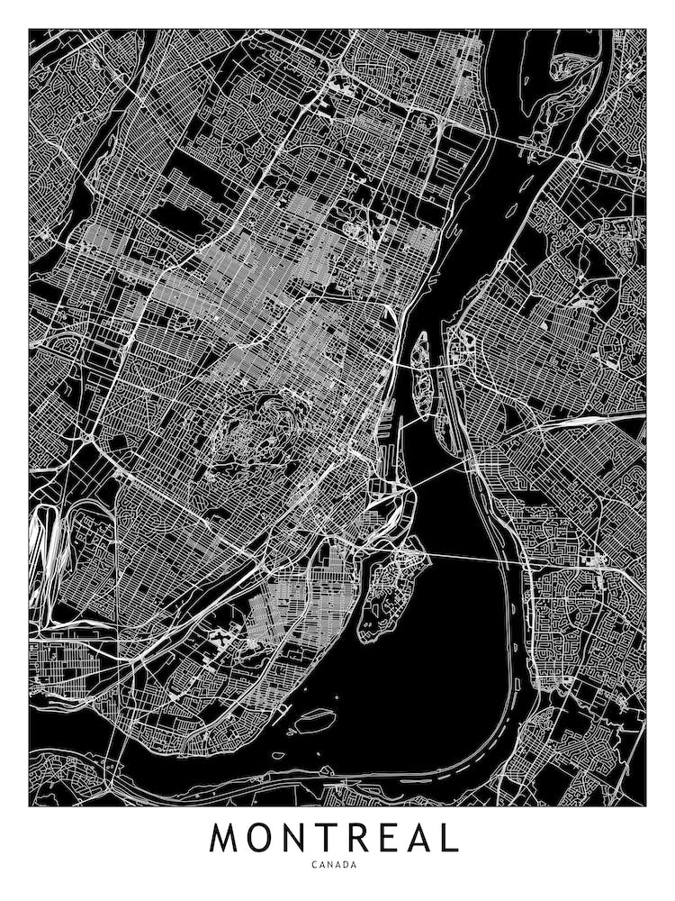 Montreal Black And White Map