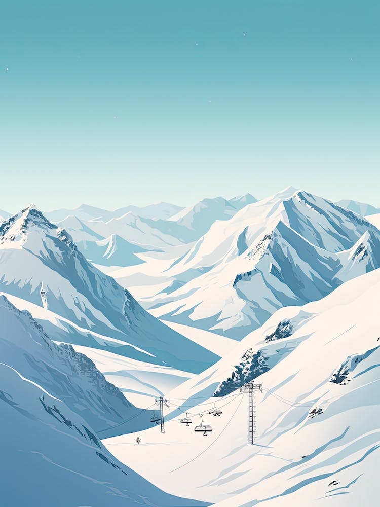 Les 3 Vallees   France, Ski Resort Illustration 2 Simple Style