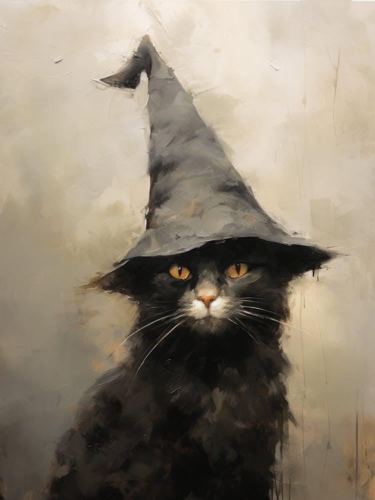 Cute Halloween Cat With Witch Hat