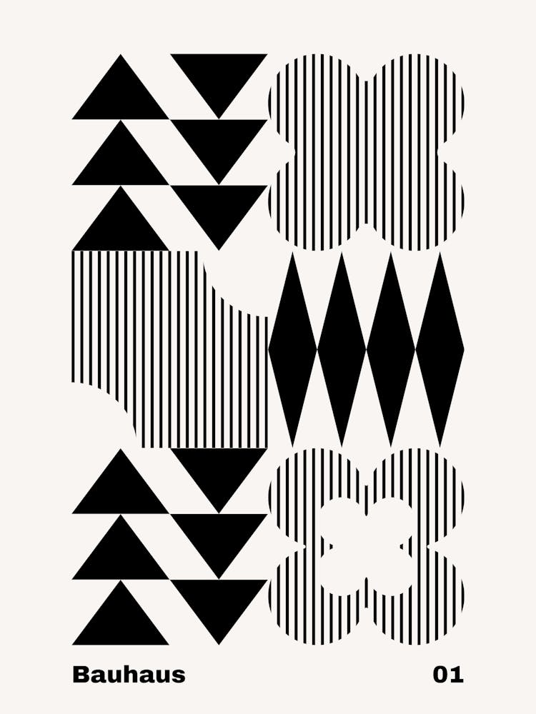 Geometric Bauhaus Poster B&W 1