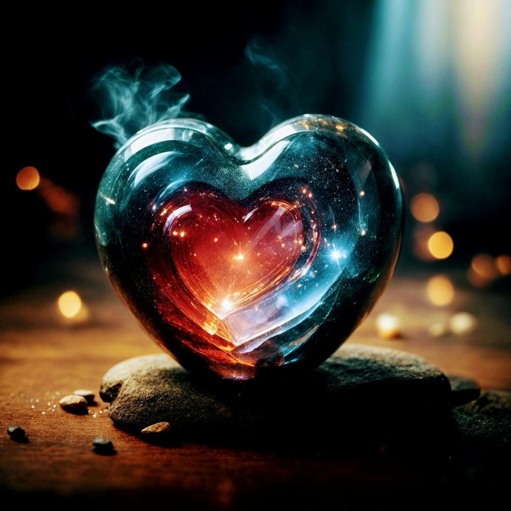 Photoreal Beautiful Air Stone Heart With Magic Shining 3 (1) 2
